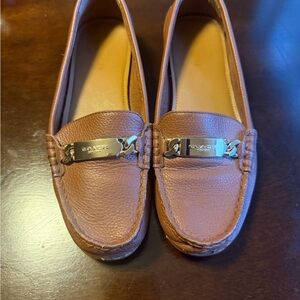 Coach Tan Leather Loafers with Gold Detail